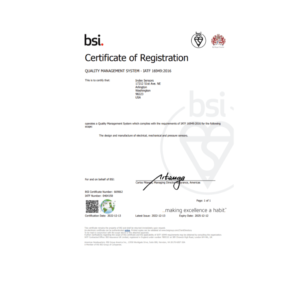Image of Index's IATF Certification
